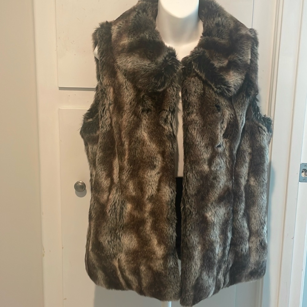 Rachel Zoe Brown And Black Faux Fur Size Medium Vest